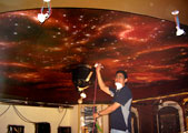 mural painting montreal - residential home cinema - cosmic ceiling - airbrush